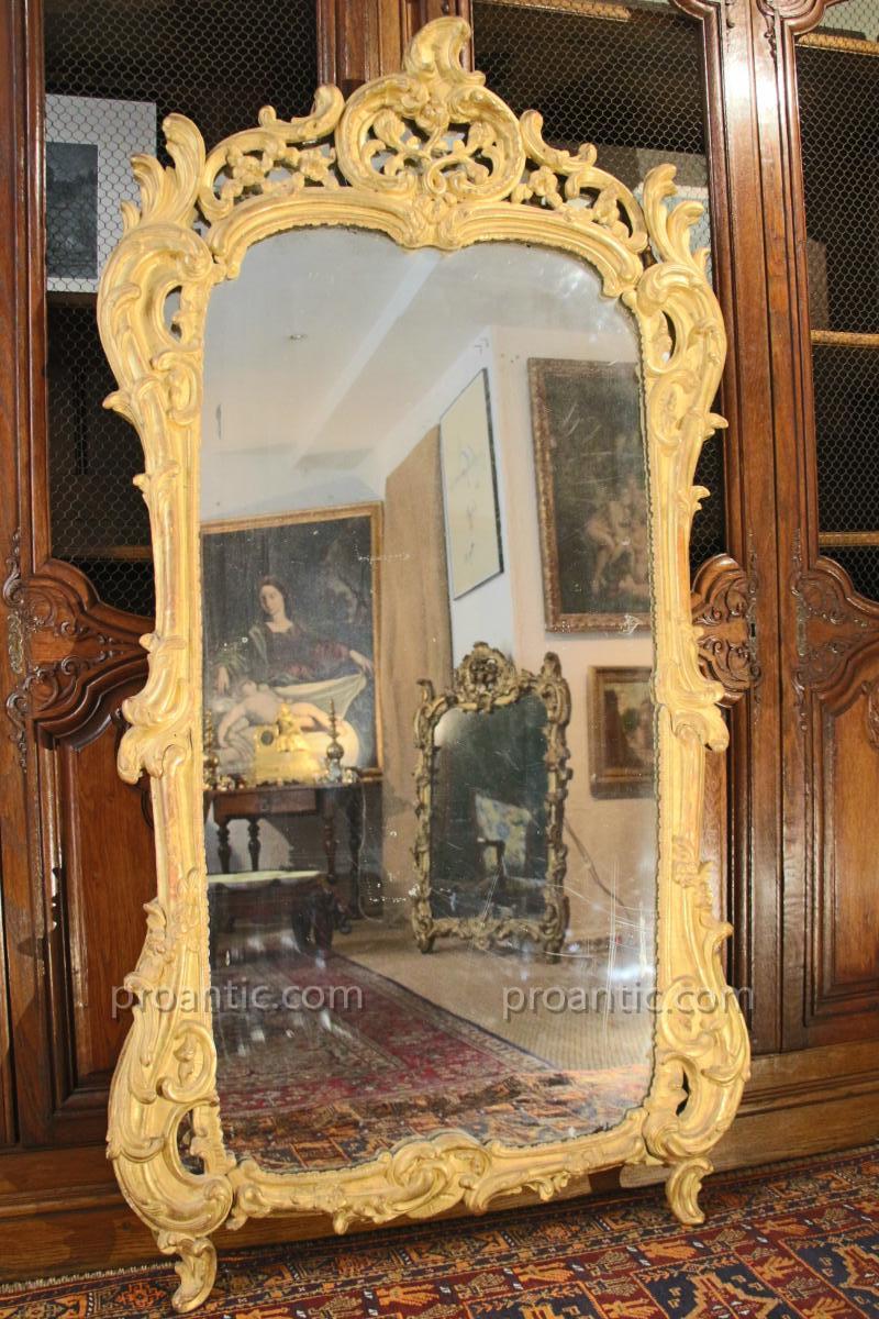 Miroir En Bois Doré , époque Louis XV, XVIIIe Siècle, Provence-photo-2