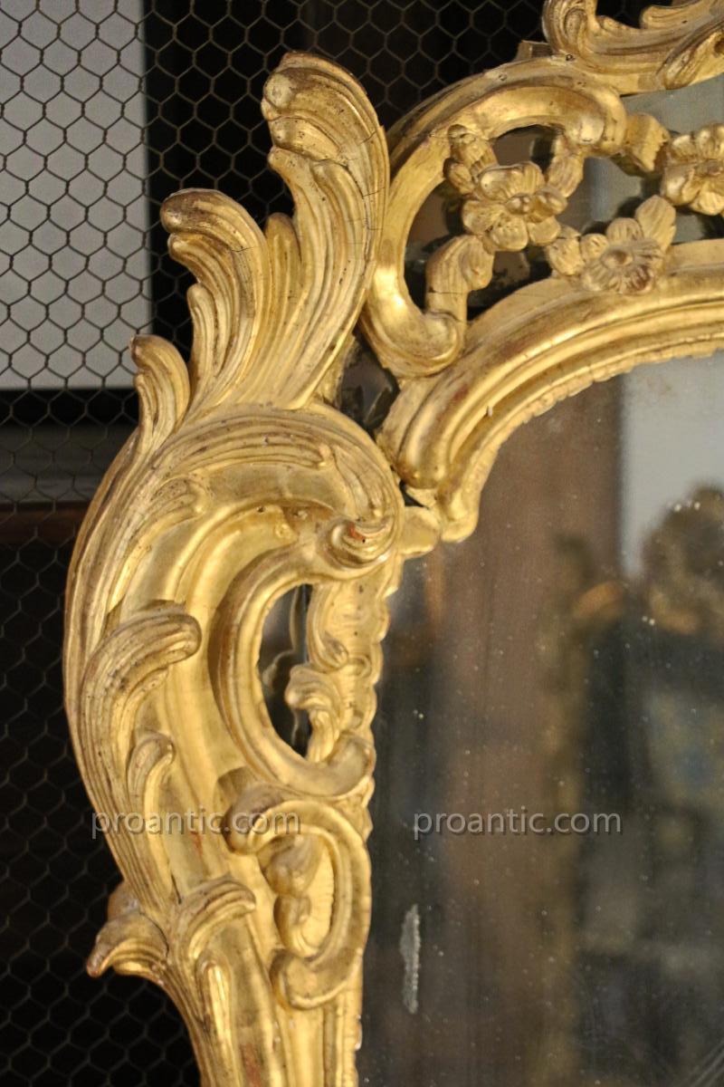 Miroir En Bois Doré , époque Louis XV, XVIIIe Siècle, Provence-photo-1