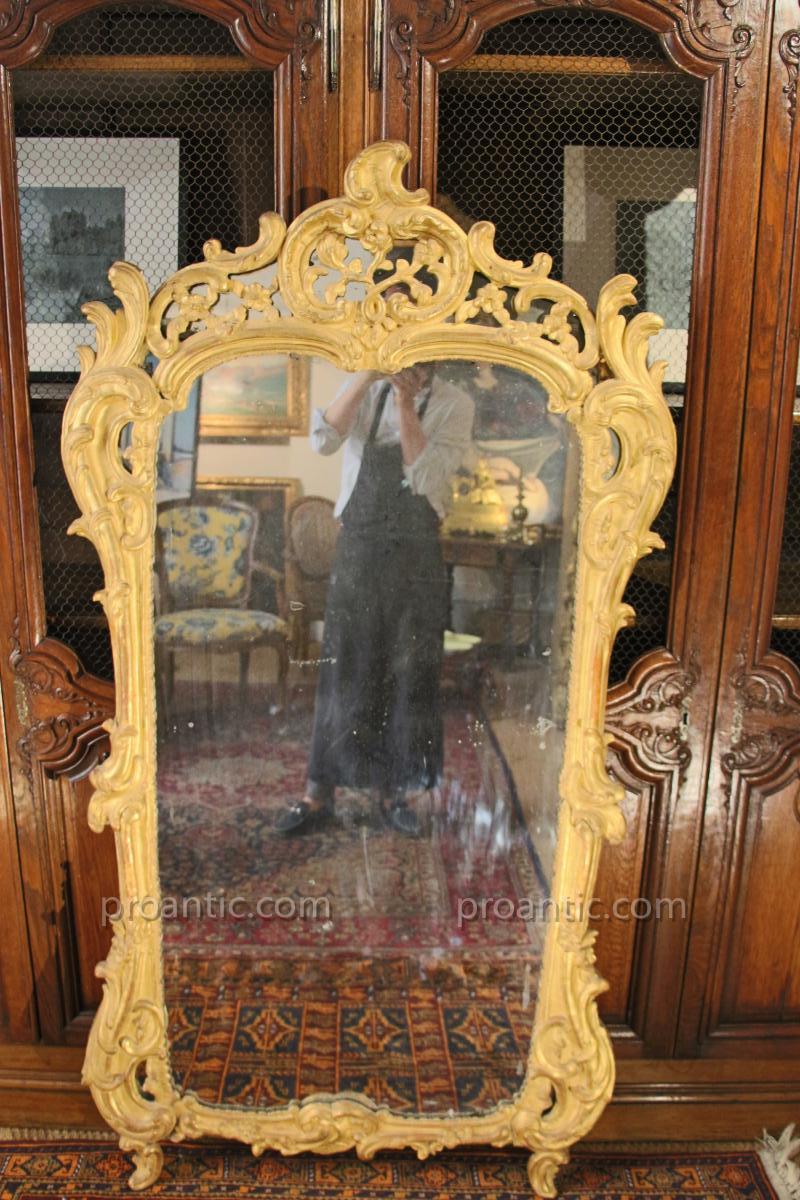 Miroir En Bois Doré , époque Louis XV, XVIIIe Siècle, Provence-photo-8