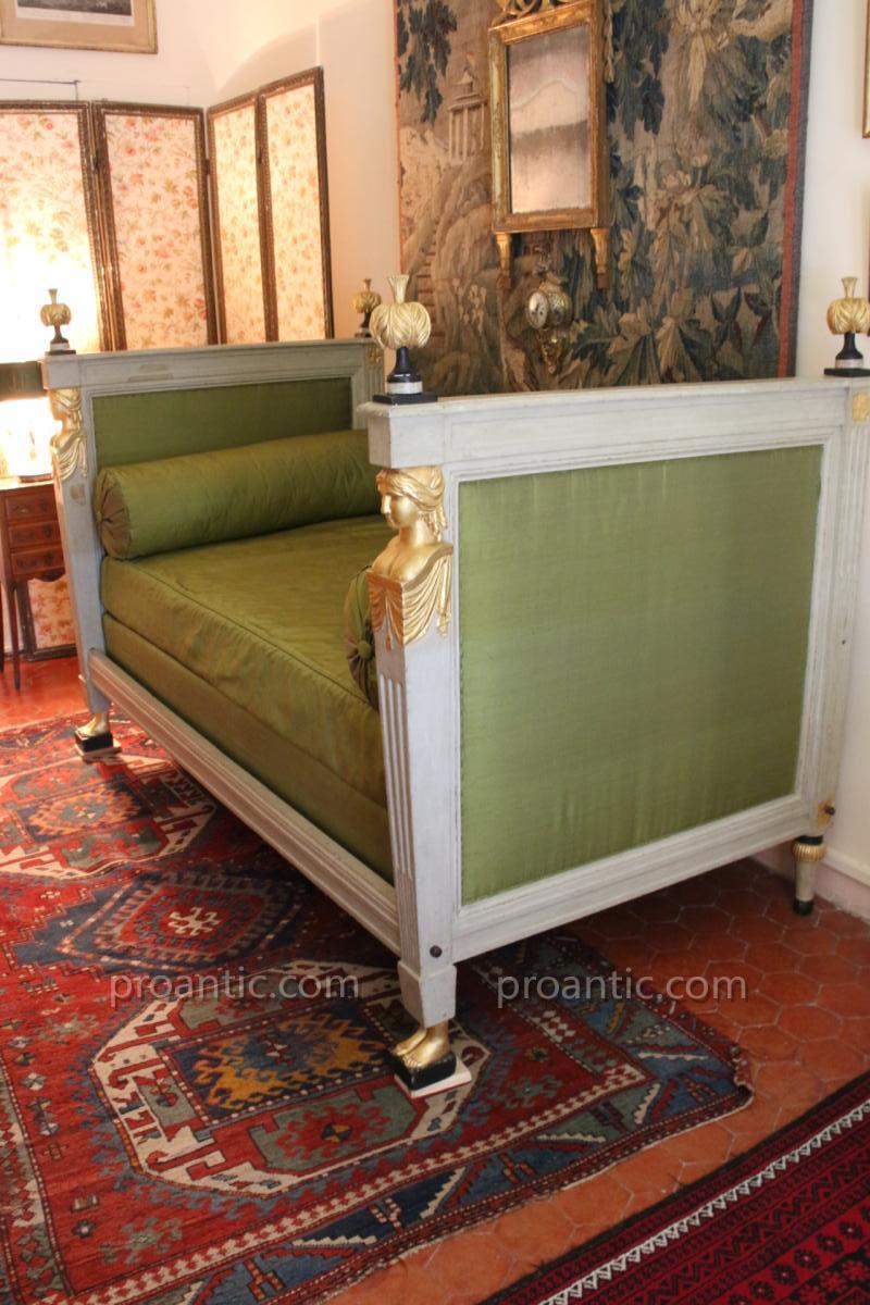 Lit d'Apparat En Bois Laqué Et Doré, Transition Louis XVI, Directoire, XVIIIe-photo-8