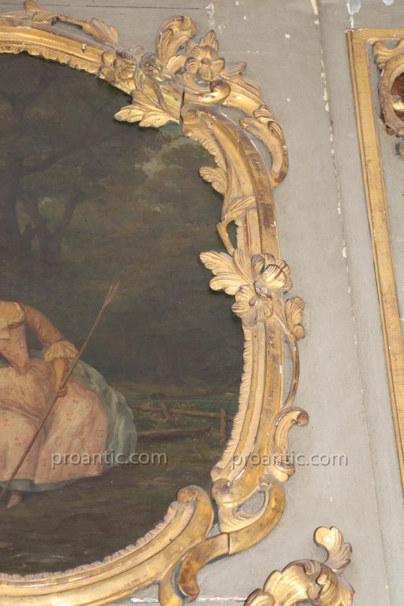 Trumeau Woodwork Richly Carved Gilded Wood, Eighteenth Time-photo-1