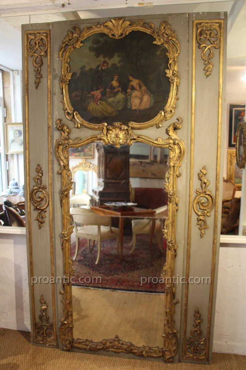 Trumeau Woodwork Richly Carved Gilded Wood, Eighteenth Time-photo-8