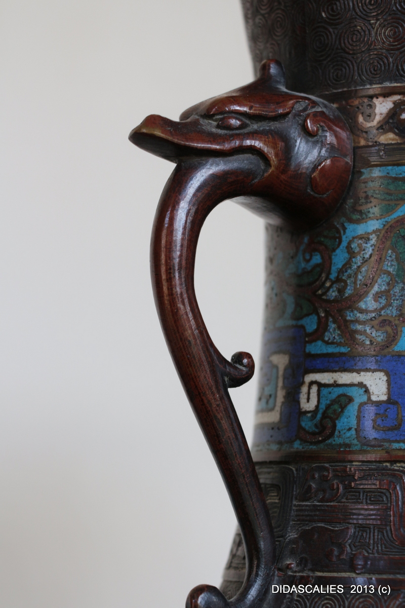 Vase en bronze à décor cloisonné, XIXe siècle-photo-3