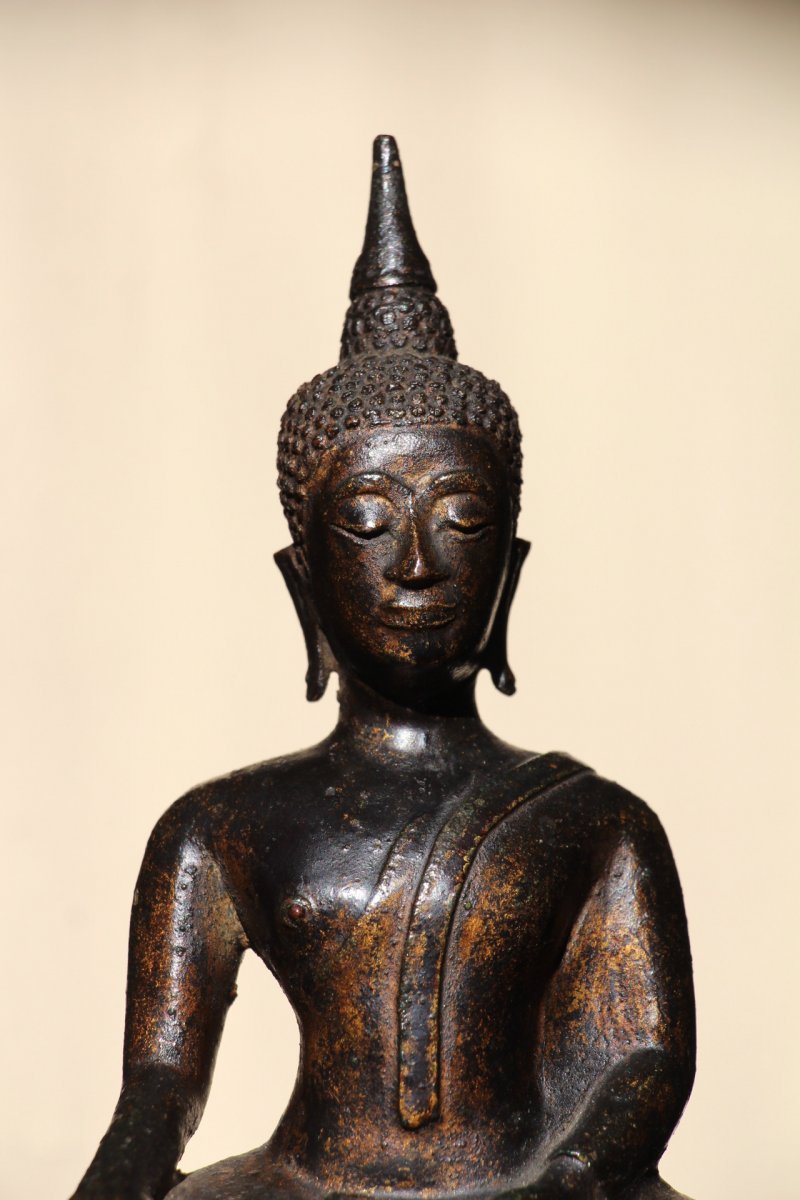 Bouddha en bronze, "Les Mudrà", Chine XVIIe siècle-photo-2