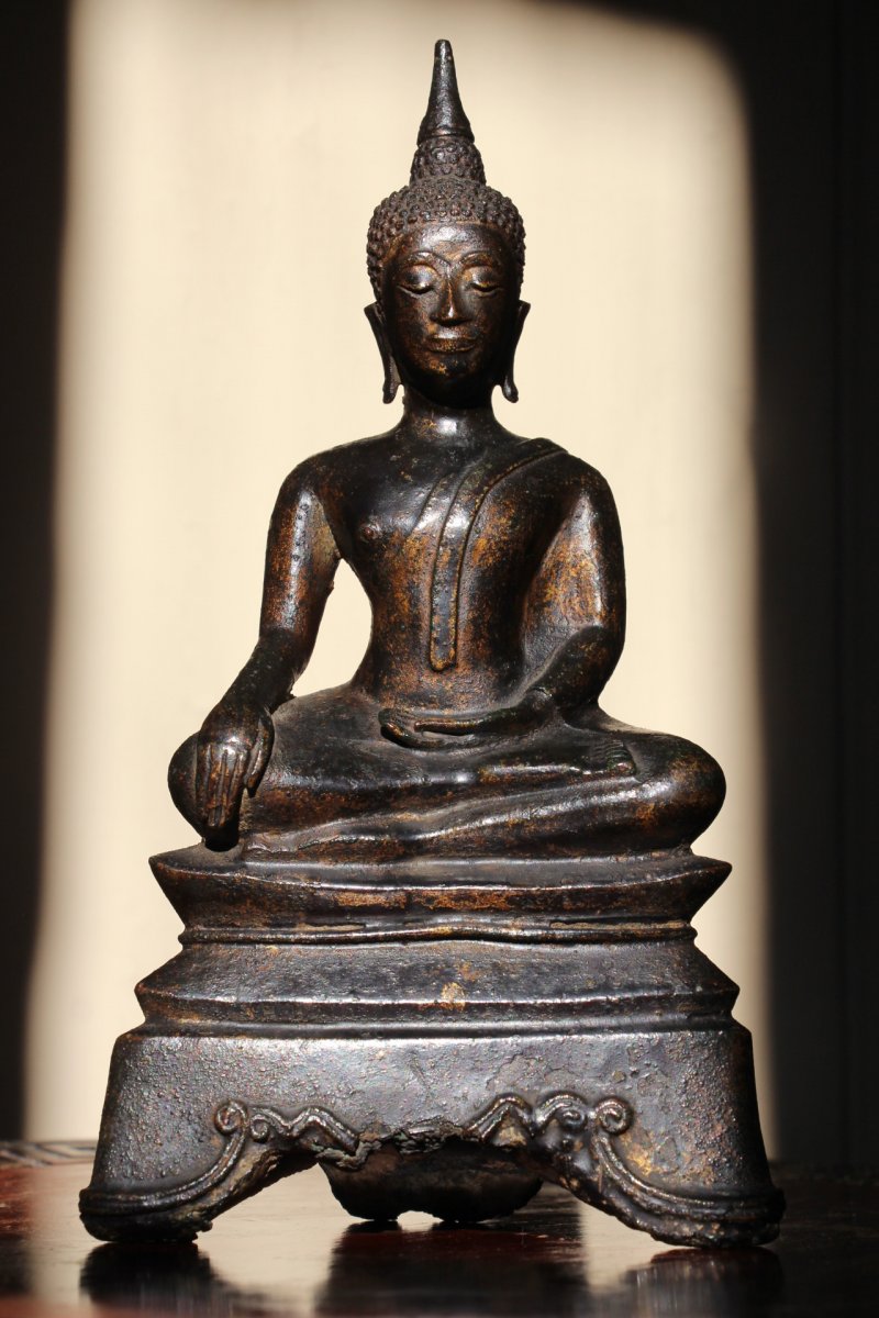 Bouddha en bronze, "Les Mudrà", Chine XVIIe siècle-photo-7