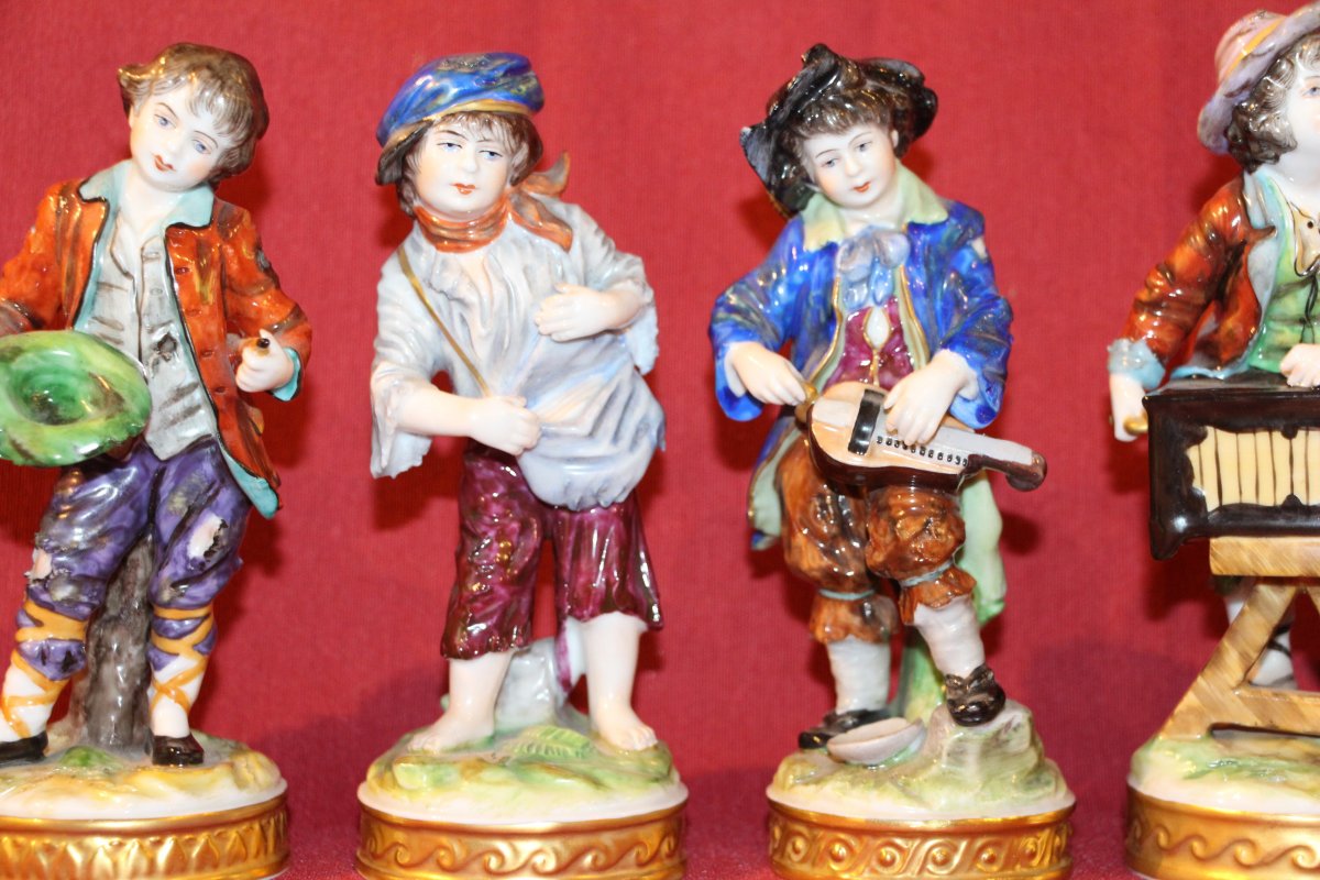 Set Of 8 Porcelain Figures From Saxony, 19th Century-photo-2