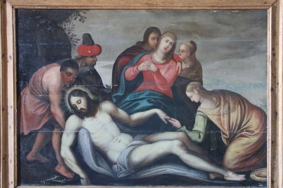 La Déposition du Christ, huile sur bois, école italienne, XVIe siècle.-photo-7