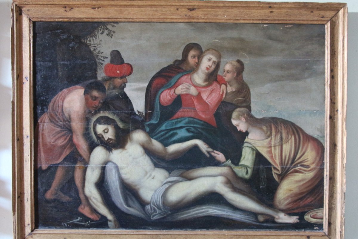 La Déposition du Christ, huile sur bois, école italienne, XVIe siècle.-photo-8