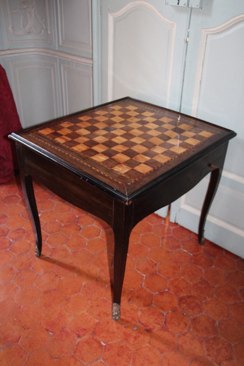 Table  à Jeux d'époque Louis XV, XVIIIe Siècle.-photo-1