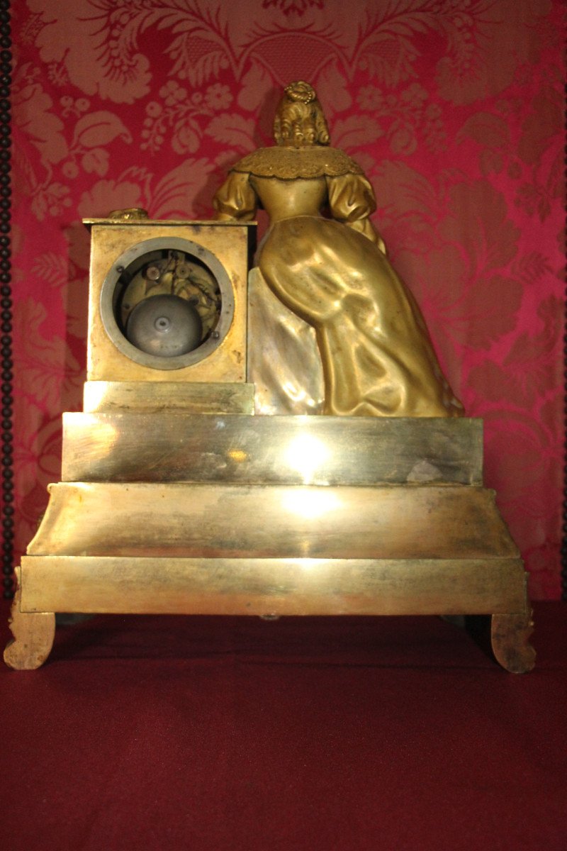 Pendule en bronze doré"Les heures de Madame de Sévigné", époque Charles X, XIXe siècle-photo-7