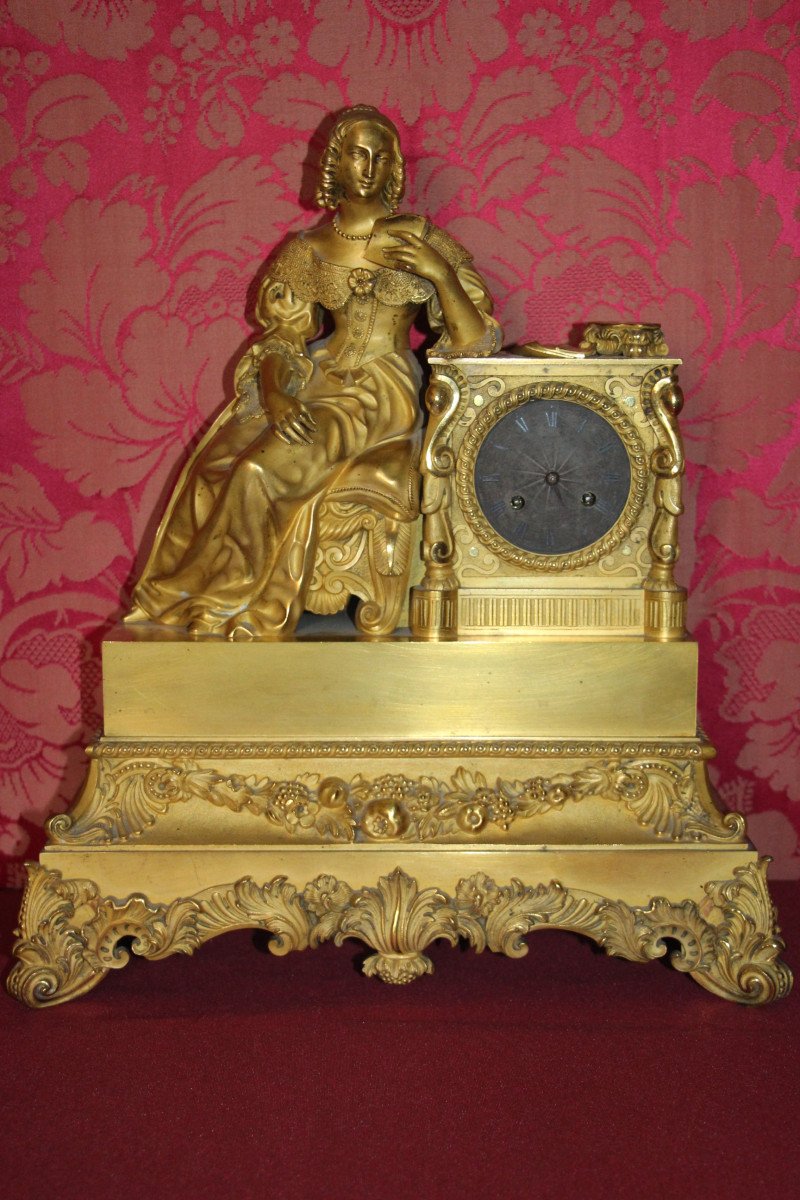 Pendule en bronze doré"Les heures de Madame de Sévigné", époque Charles X, XIXe siècle