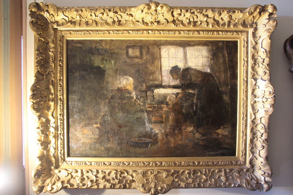 "La lecture" , Ecole du Nord, XIXe siècle.