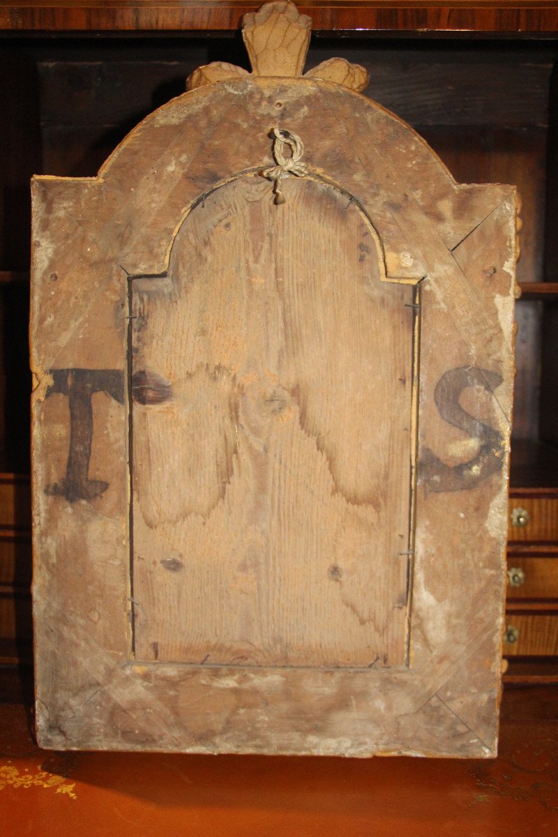 Crucifix en ivoire sculpté dans son cadre à parecloses, époque de la Régence, début XVIIIe-photo-8