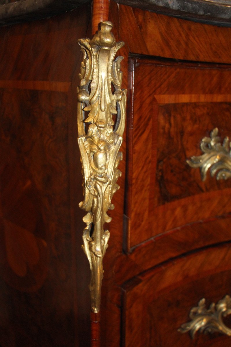 Curved Chest Of Drawers From Dauphiné, Bronze With C Crowned 1745, Louis XV Period, 18th Century-photo-3