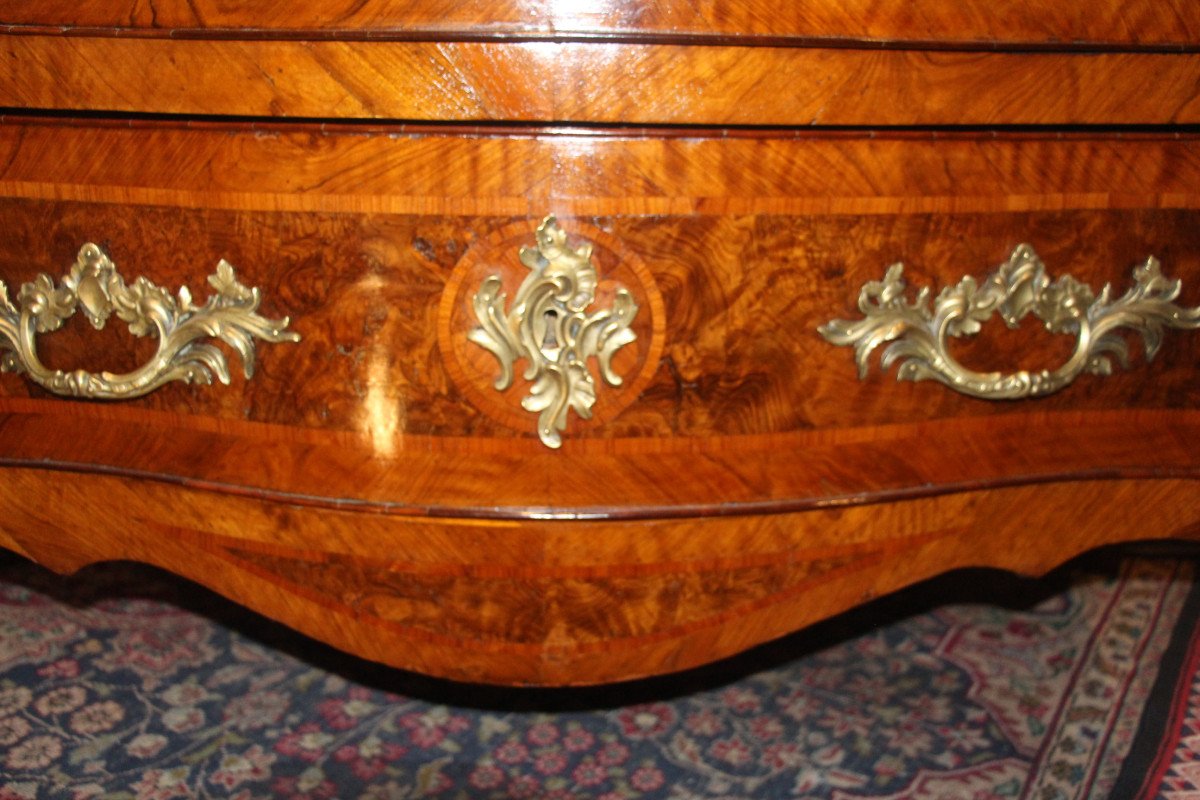 Curved Chest Of Drawers From Dauphiné, Bronze With C Crowned 1745, Louis XV Period, 18th Century-photo-7