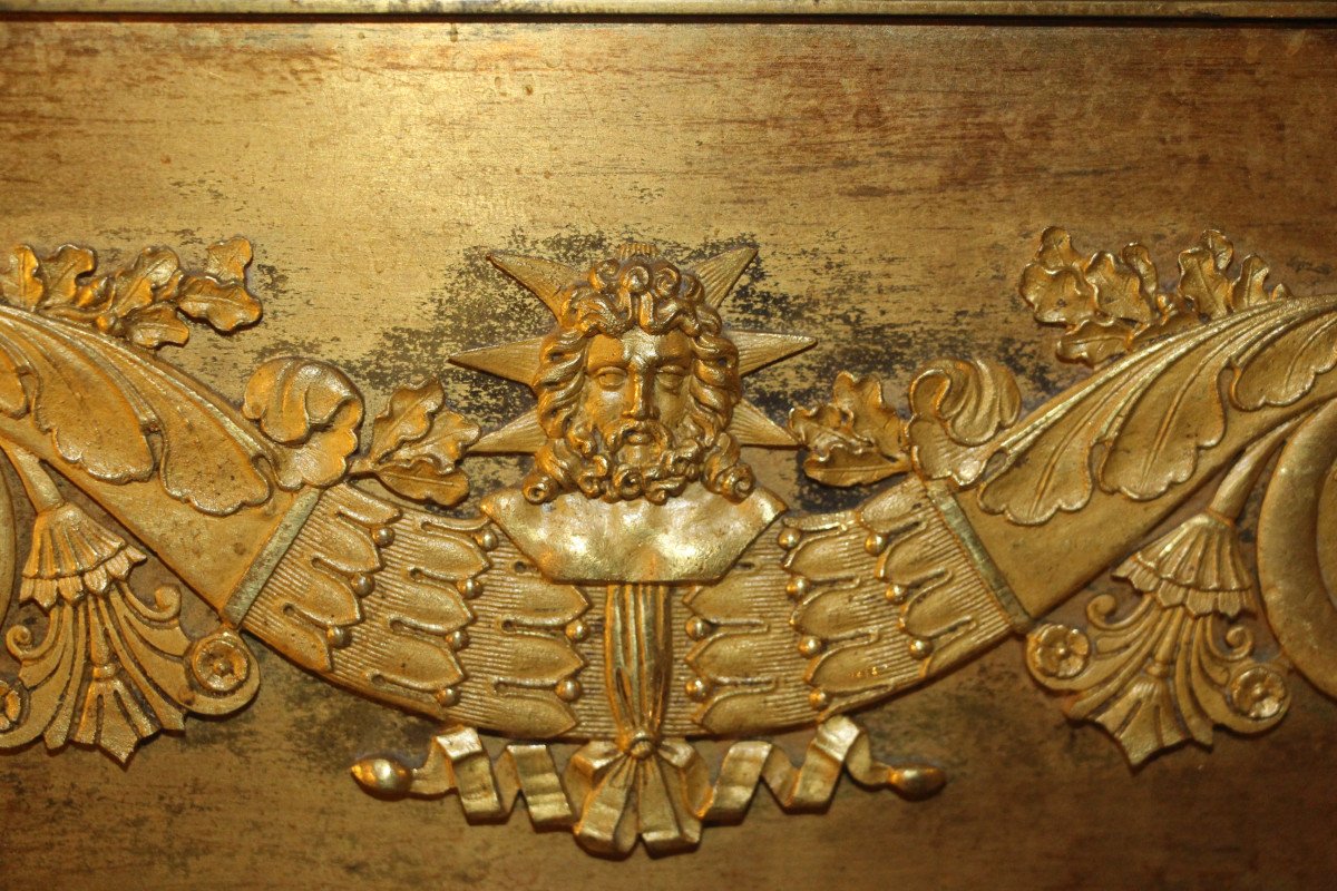 Important Empire Clock With The Vestal In Gilded Bronze, Early 19th Century-photo-4