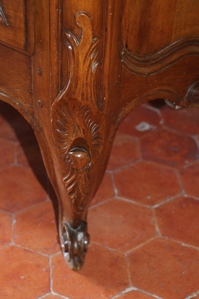 Provençal Chest Of Drawers In Solid Walnut, Aix-en-provence, Louis XV Period-photo-7