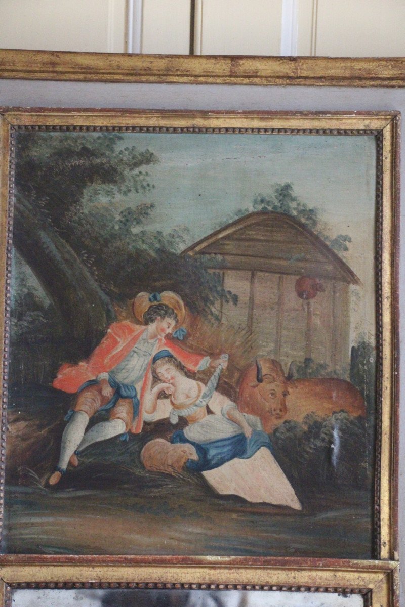 Trumeau en bois laqué et doré, époque LouisXVI, XVIIIe, Provence.-photo-7