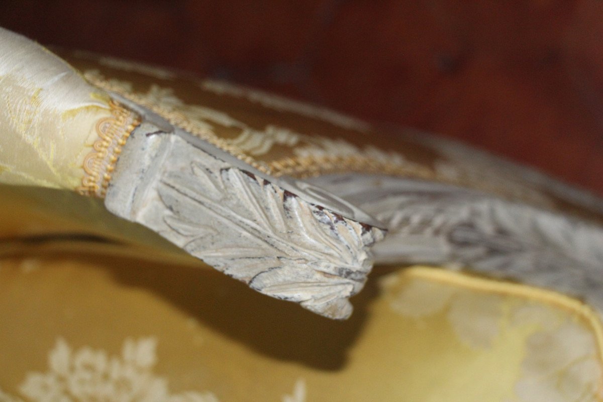 Bergère laquée gris perle, époque Louis XVI, XVIIIe, estampillée G.H VINATIER-photo-4