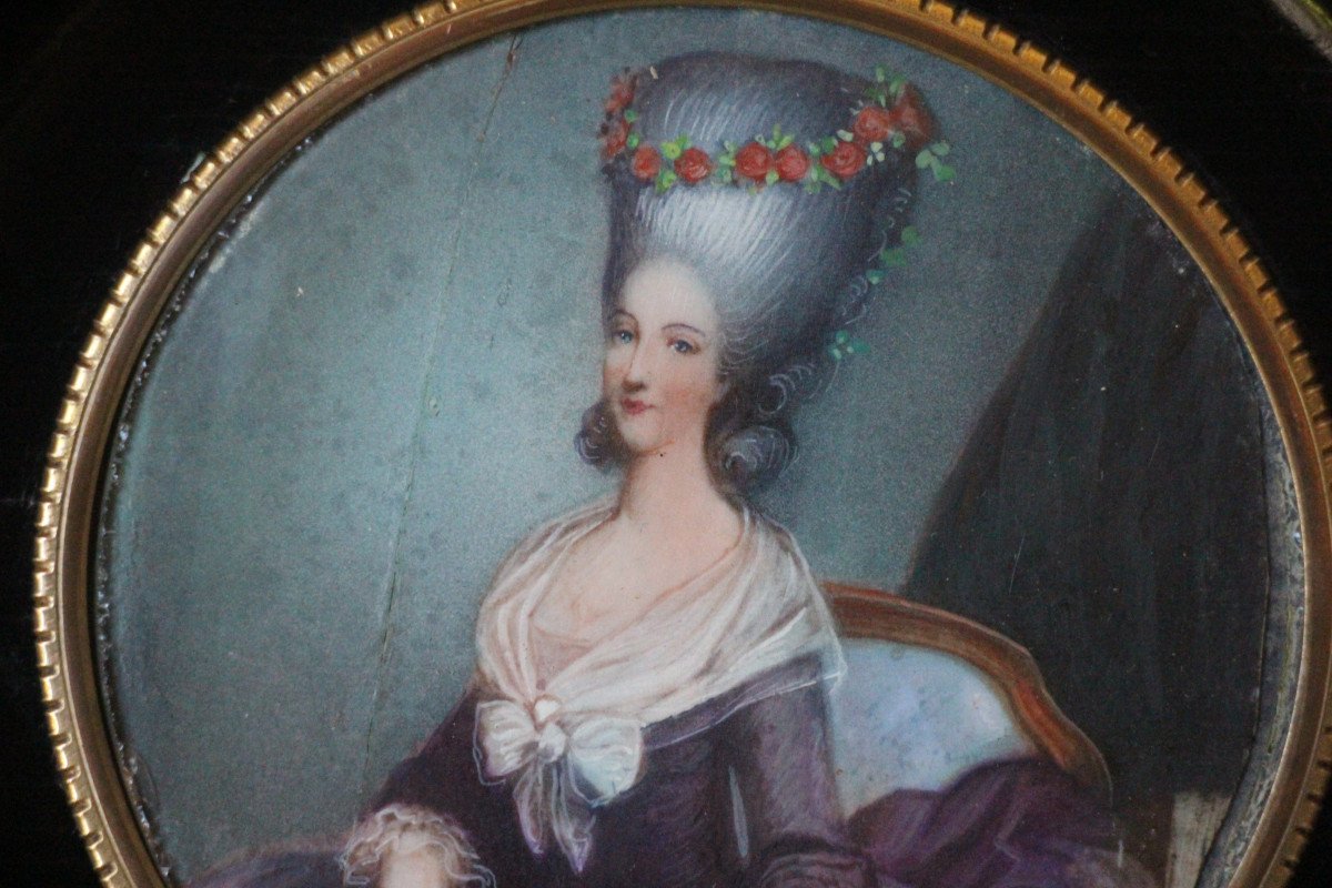 Portrait de la princesse de Lamballe, d'après A-F Callet, miniature sur ivoire, XIXe.-photo-6