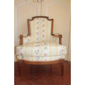 Bergere In Natural Wood, Louis XVI Period, Circa 1780, 18th Century.