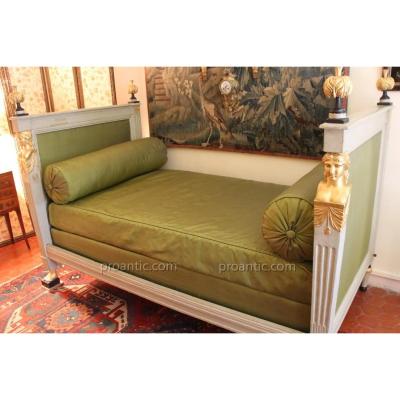 Apparat Bed In Lacquered And Gilded Wood, Transition Louis XVI, Directory, Eighteenth