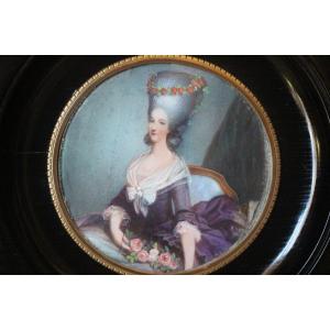 Portrait Of The Princess Of Lamballe, After Af Callet, Miniature On Ivory, 19th Century.