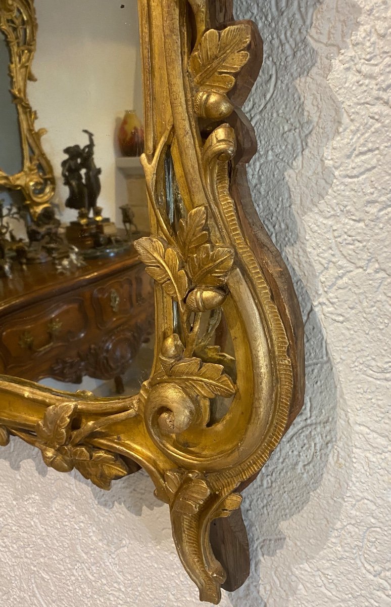 Glace  Louis XV Provençale  18eme En Bois Doré -photo-1