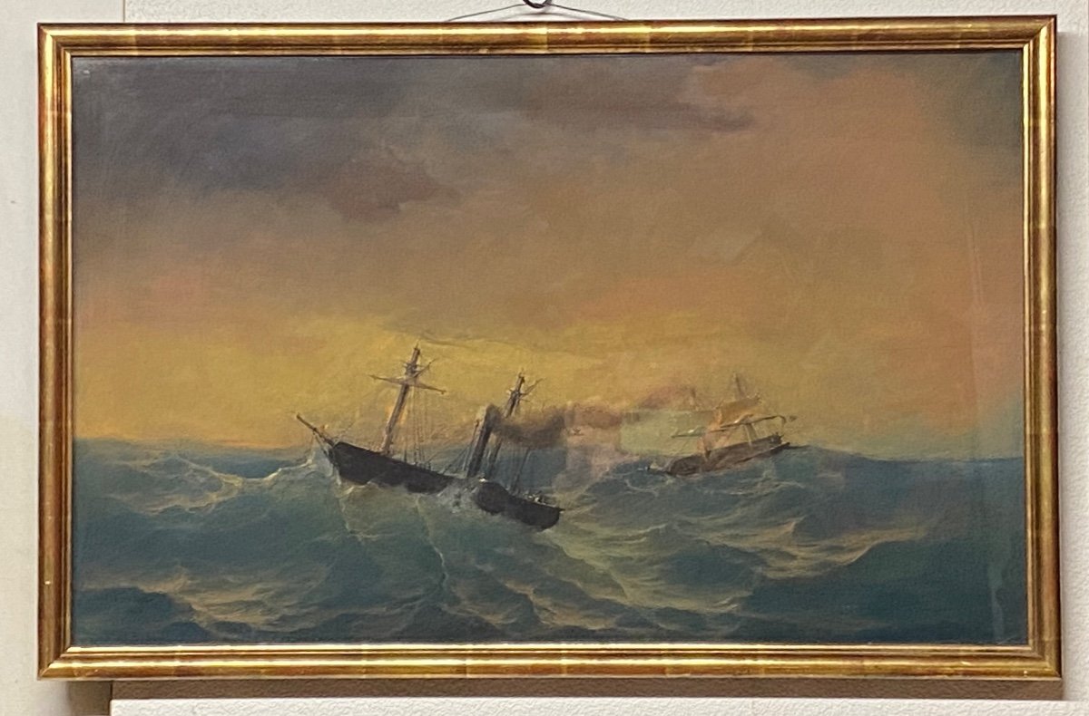 Bateaux Dans La Tempête Vincent Courdouan 1810 1893 