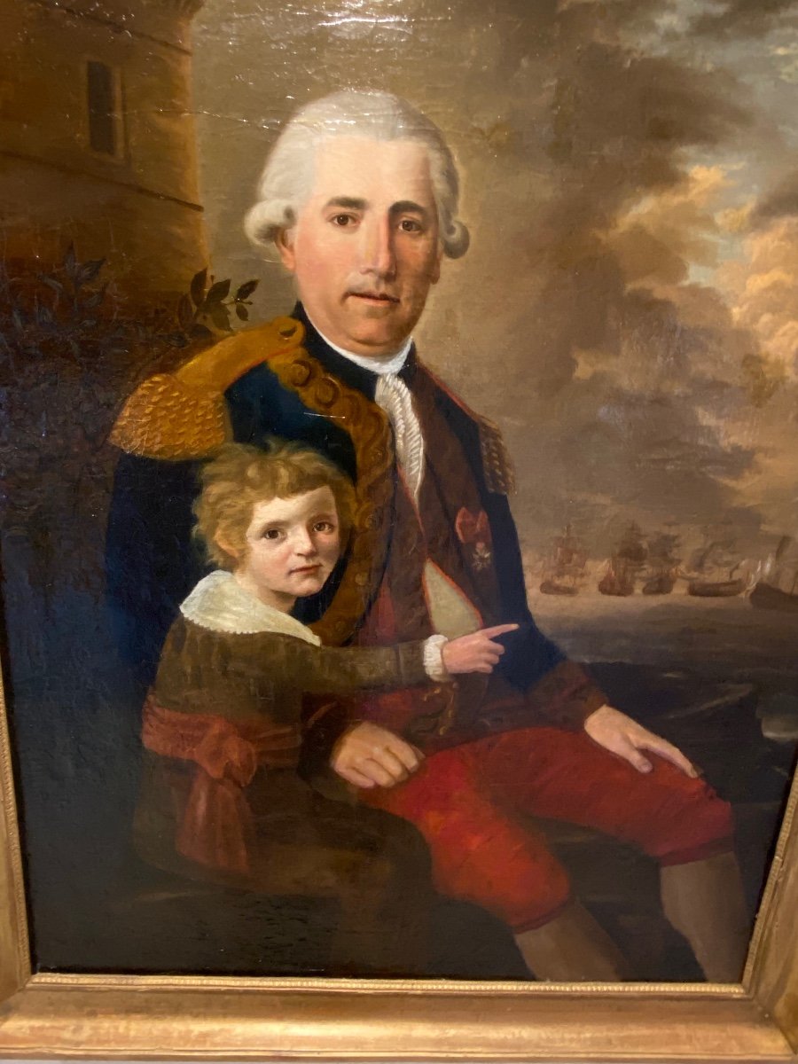 Large Painting Representing A Captain Of A Vessel In The Regulations Of 1786-photo-2