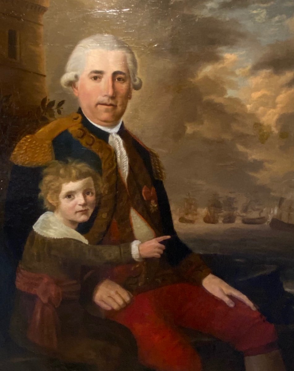 Large Painting Representing A Captain Of A Vessel In The Regulations Of 1786-photo-3