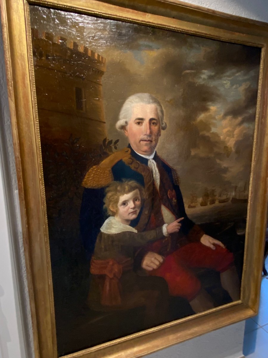 Large Painting Representing A Captain Of A Vessel In The Regulations Of 1786-photo-4