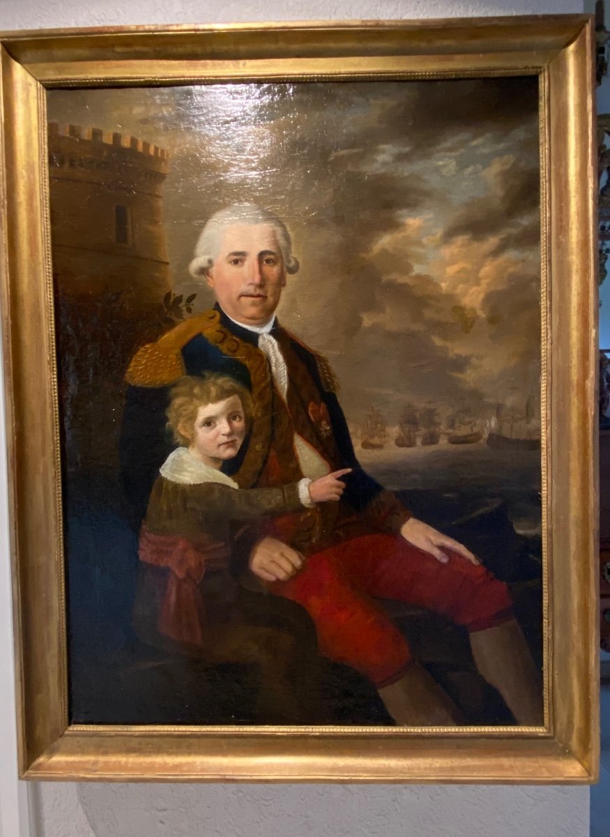 Large Painting Representing A Captain Of A Vessel In The Regulations Of 1786-photo-2