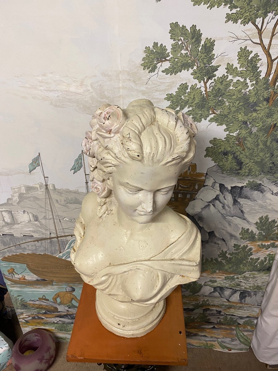 Young Girl In Cast Iron Bust-photo-3