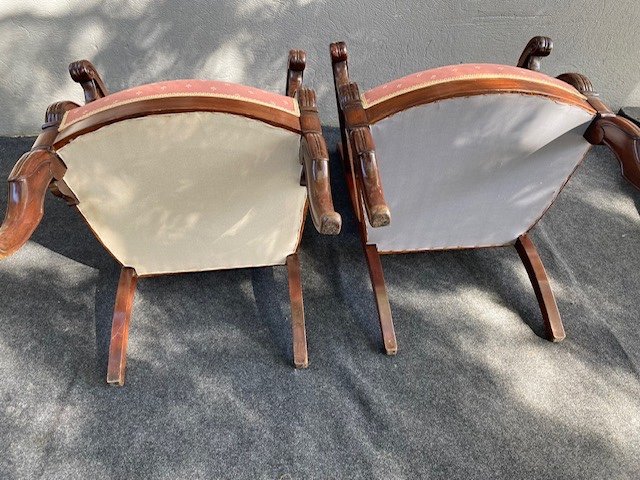 Pair Of Restoration Period Armchairs In Mahogany-photo-4