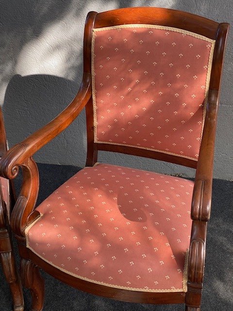 Pair Of Restoration Period Armchairs In Mahogany-photo-4