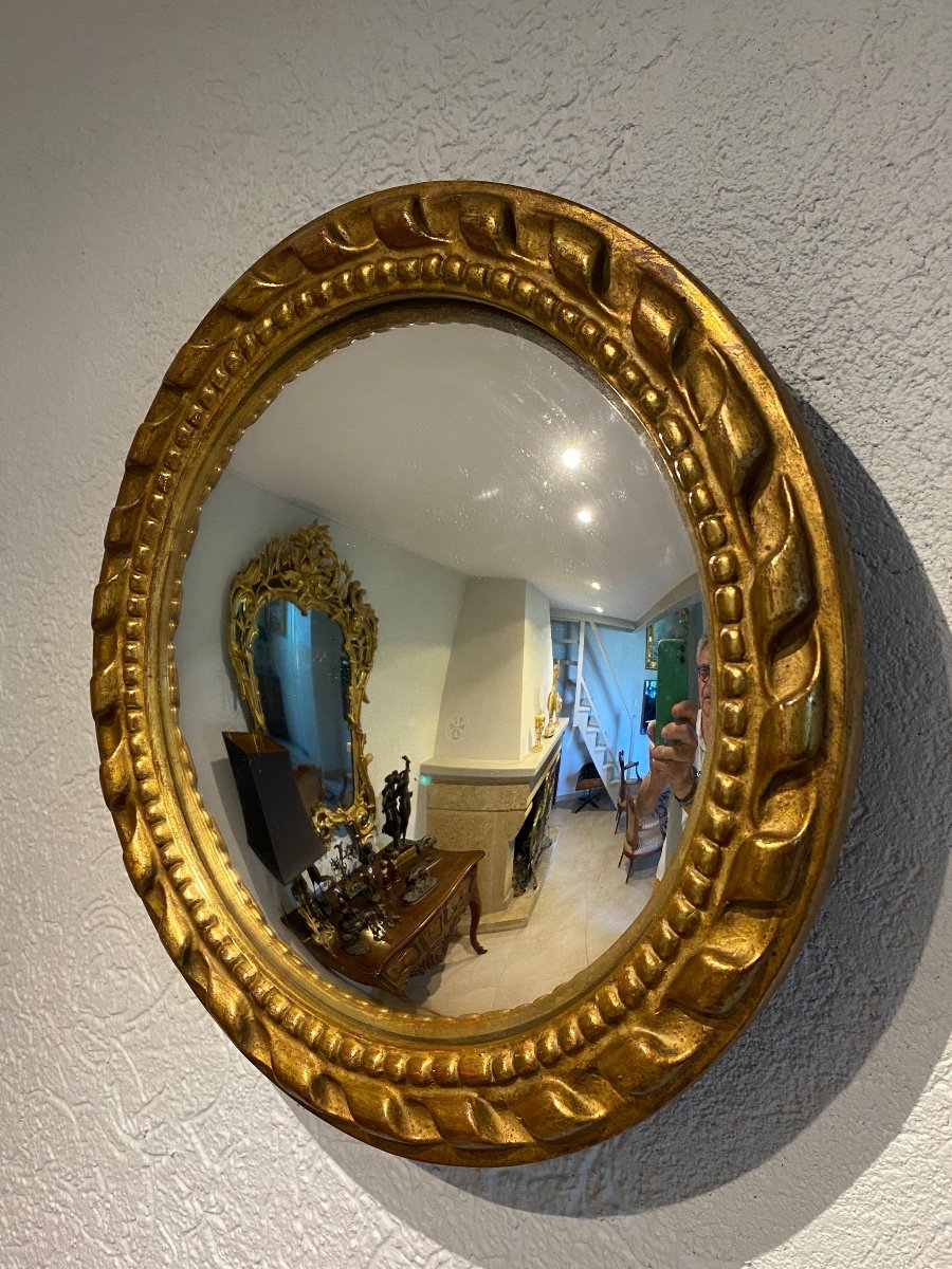 Miroir Sorcière De Style Louis XVI En Bois Doré -photo-3