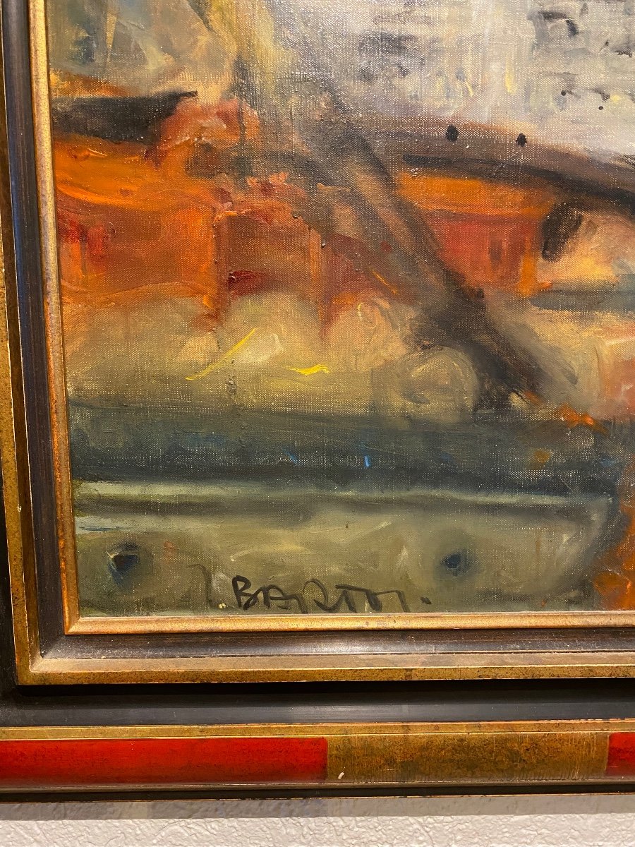 Oil Painting On Canvas Signed Jacques Bartoli-photo-2