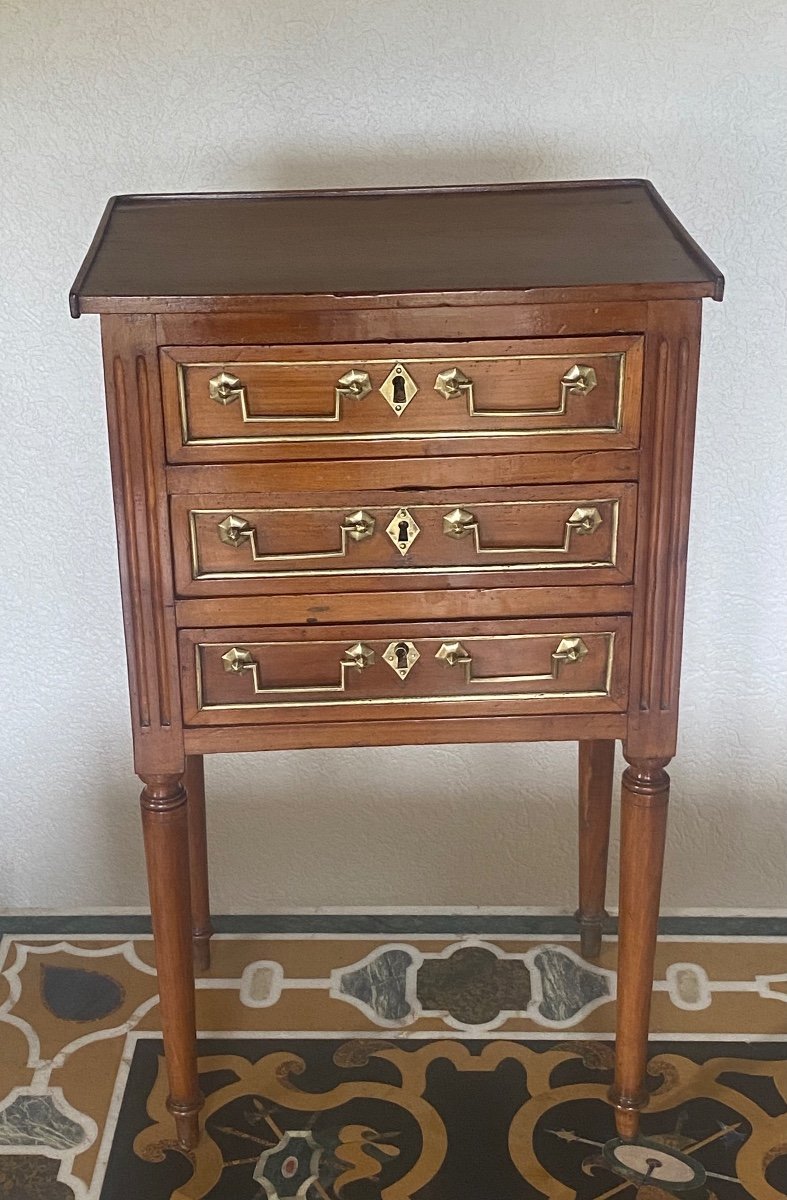 Table Chiffonnière Louis XVI En Merisier Fin 18eme 