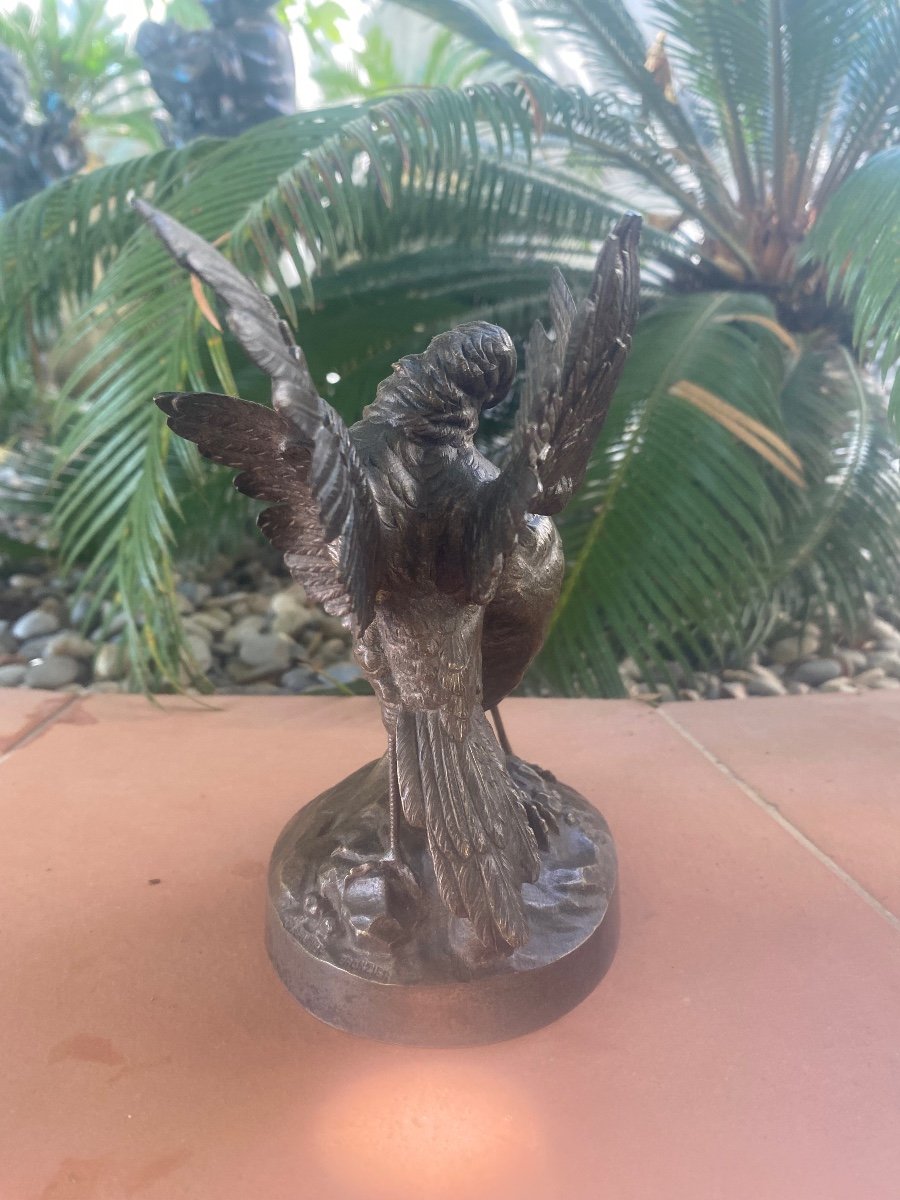 Bronze Deux Moineaux Signe Paul Thomas 1859 1910 -photo-1