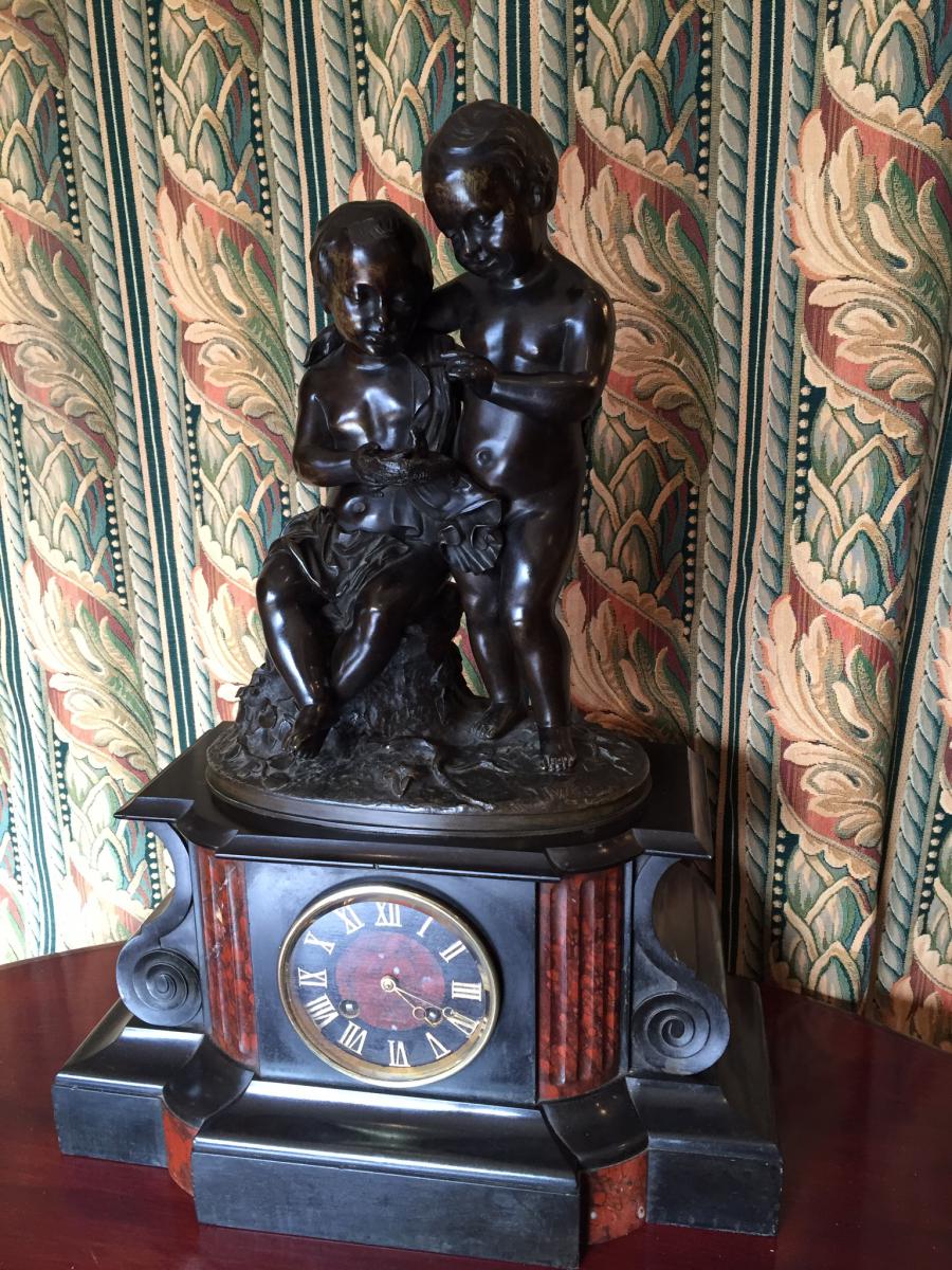 Pendule Marbre Et Bronze Napoléon III 