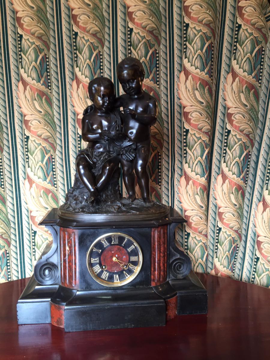 Pendule Marbre Et Bronze Napoléon III -photo-3