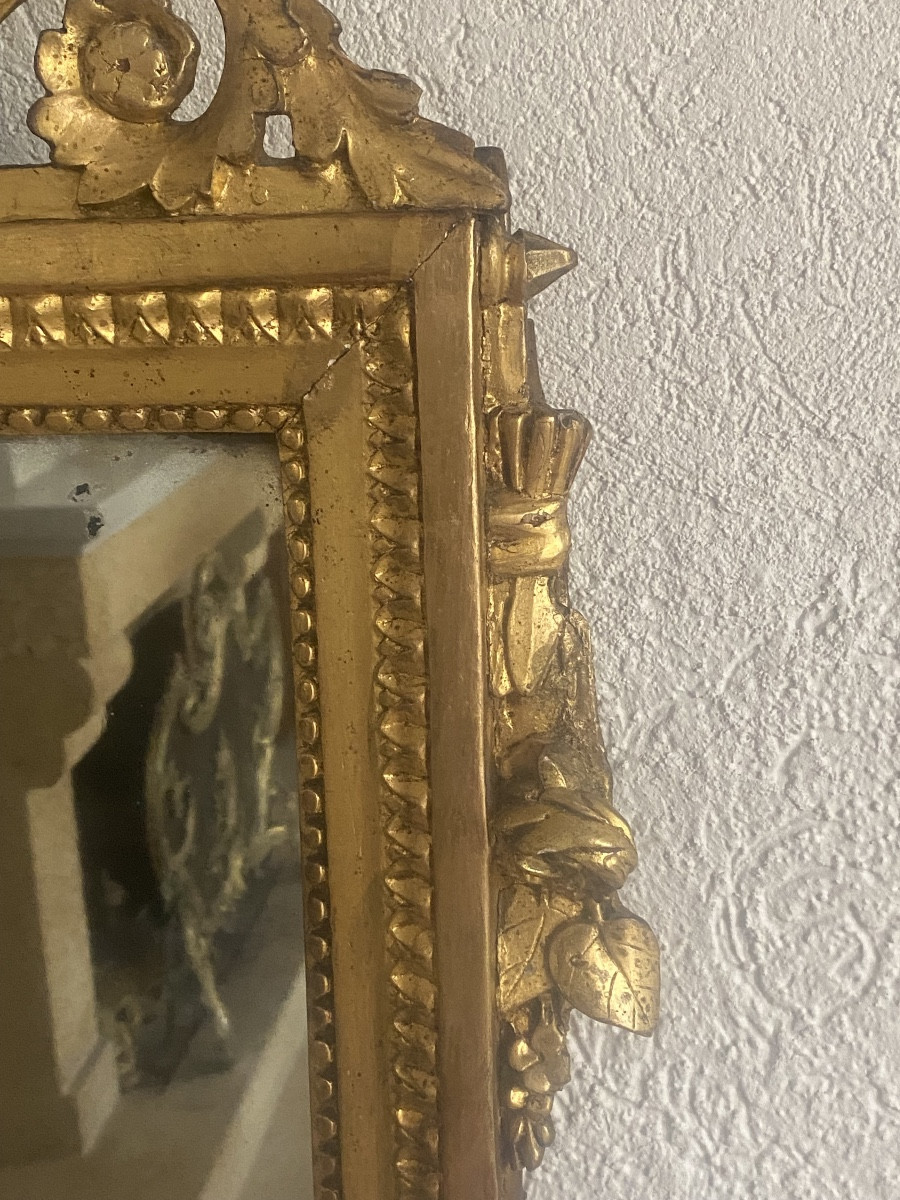 Glace Louis XVl provençale en bois doré miroir mercure -photo-4