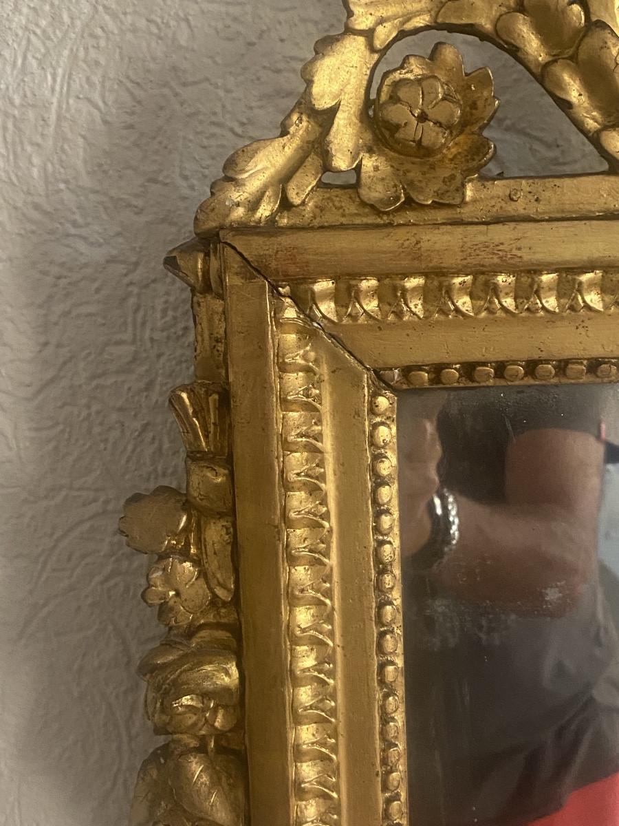 Glace Louis XVl provençale en bois doré miroir mercure -photo-1