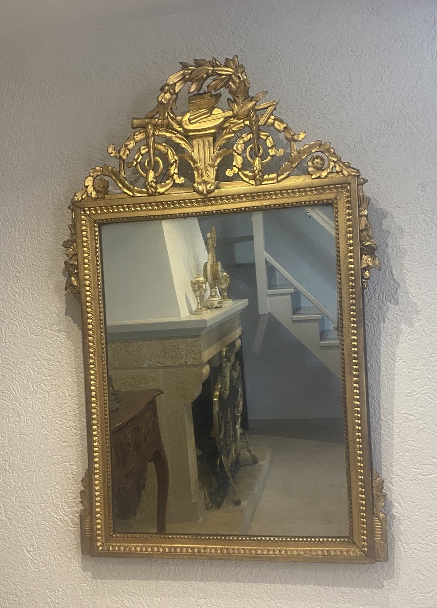 Glace Louis XVl provençale en bois doré miroir mercure -photo-5