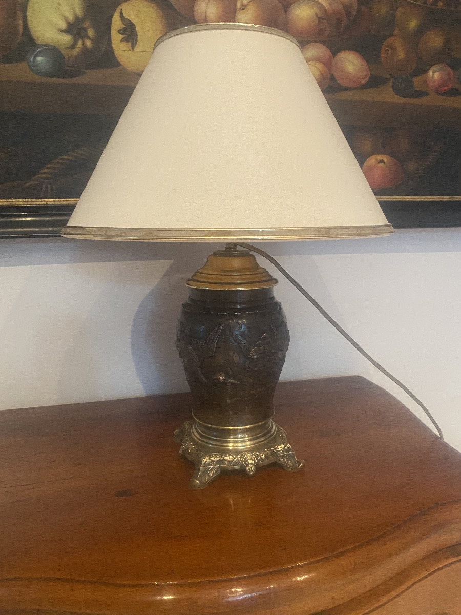 Bronze Lamp With Two Patinas Japan-photo-1