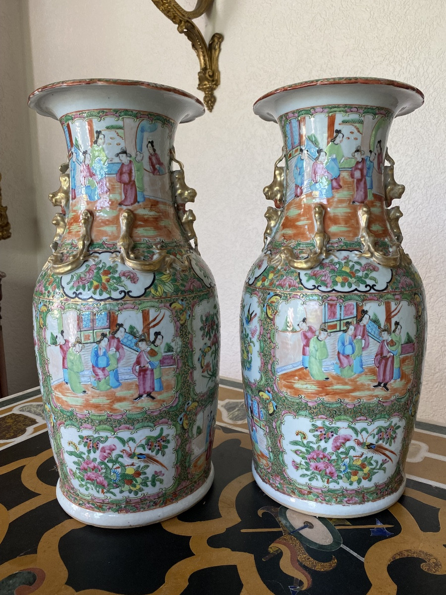 Paire de vases en porcelaine de Canton -photo-4
