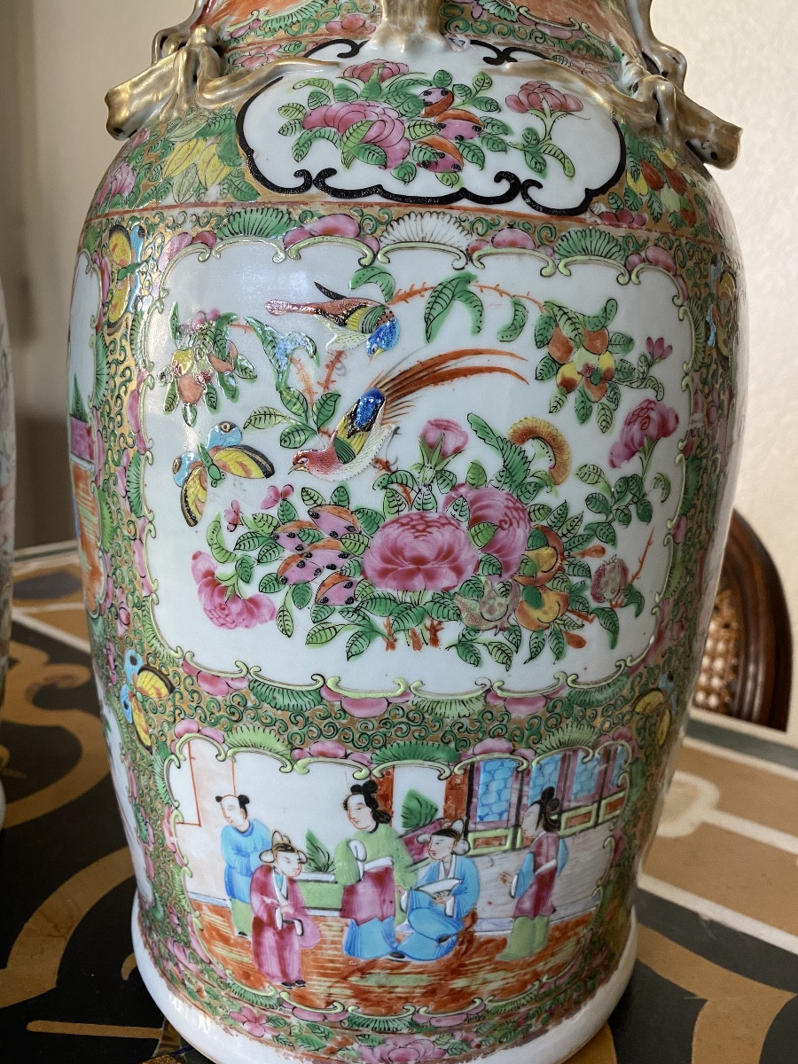 Paire de vases en porcelaine de Canton -photo-4