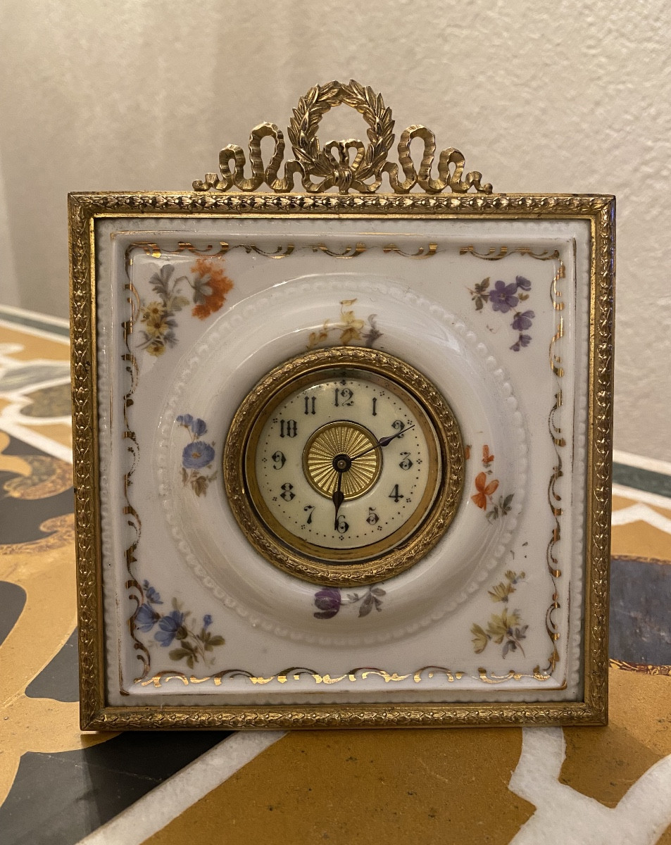 Small Earthenware And Bronze Clock, Late 19th Century 