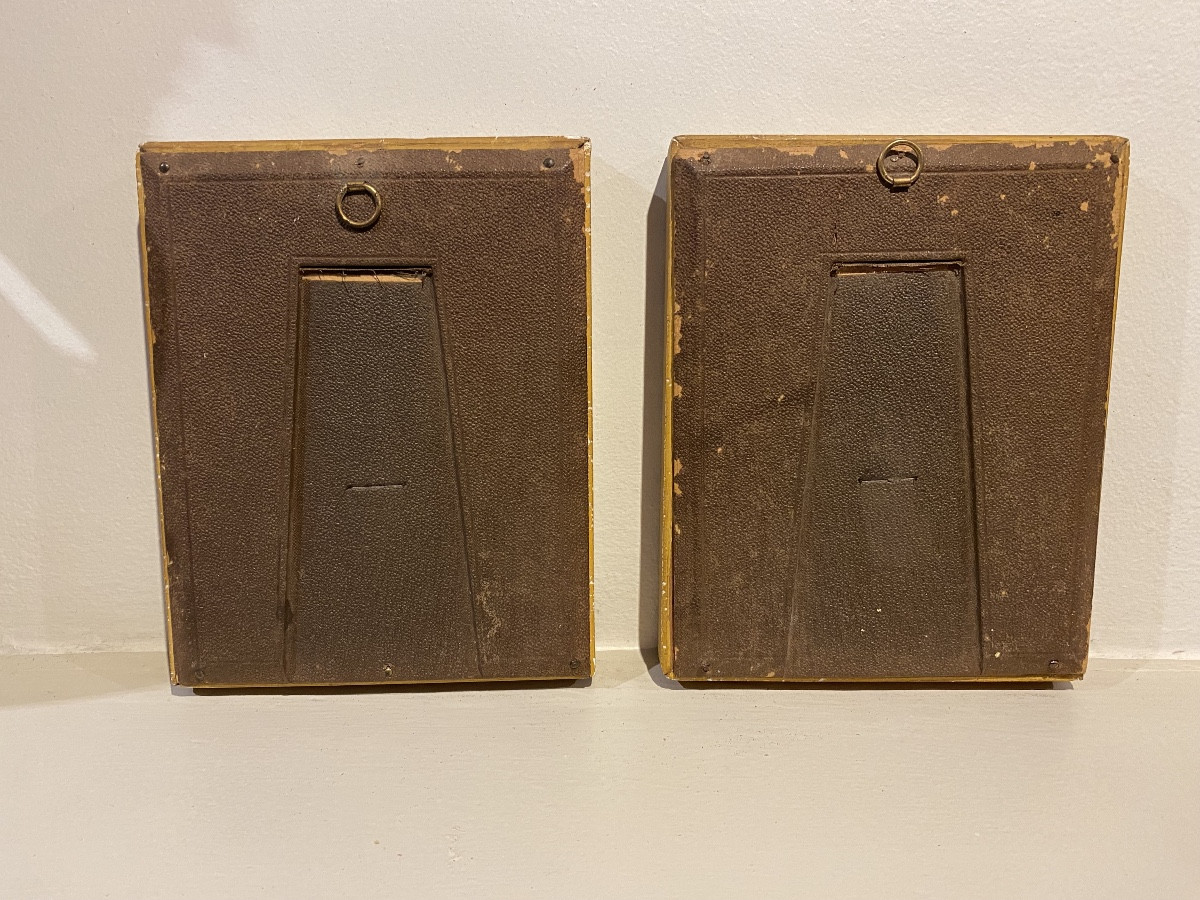 A Pair Of Portrait Paintings Mounted Under Glass, Late 19th Century -photo-5